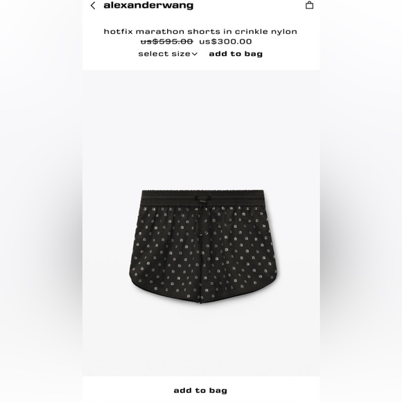 Alexander Wang hotfix marathon shorts in crinkle nylon - Picture 2 of 5